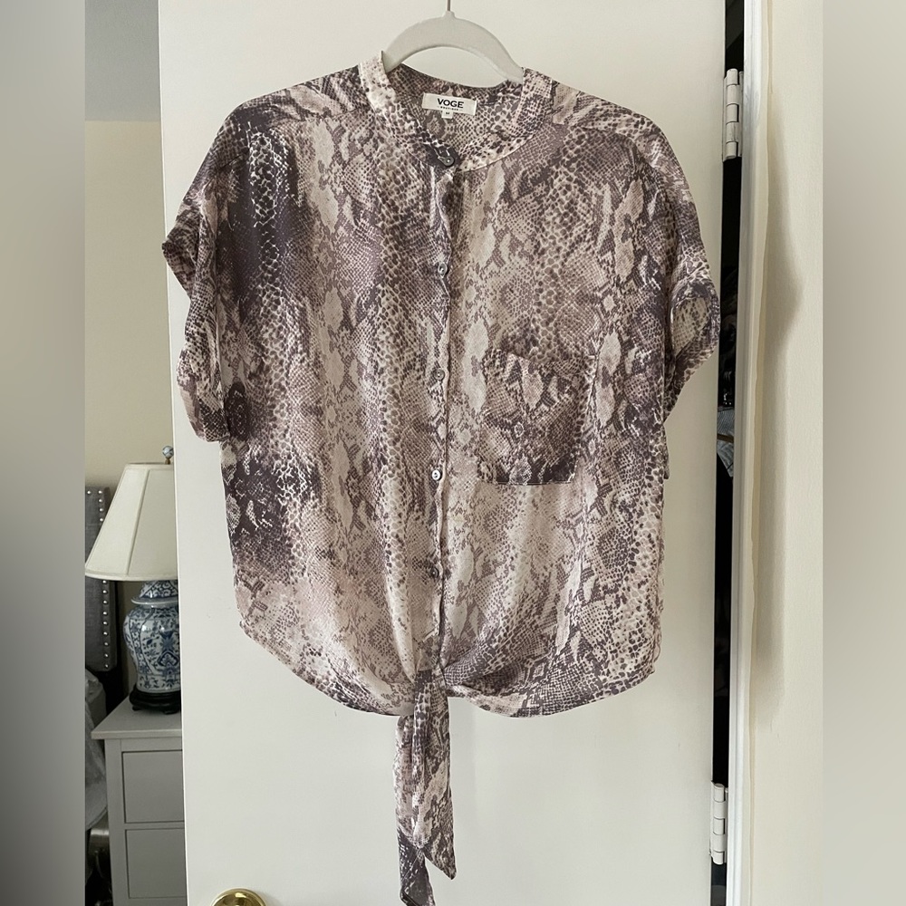 Snake print button-up blouse